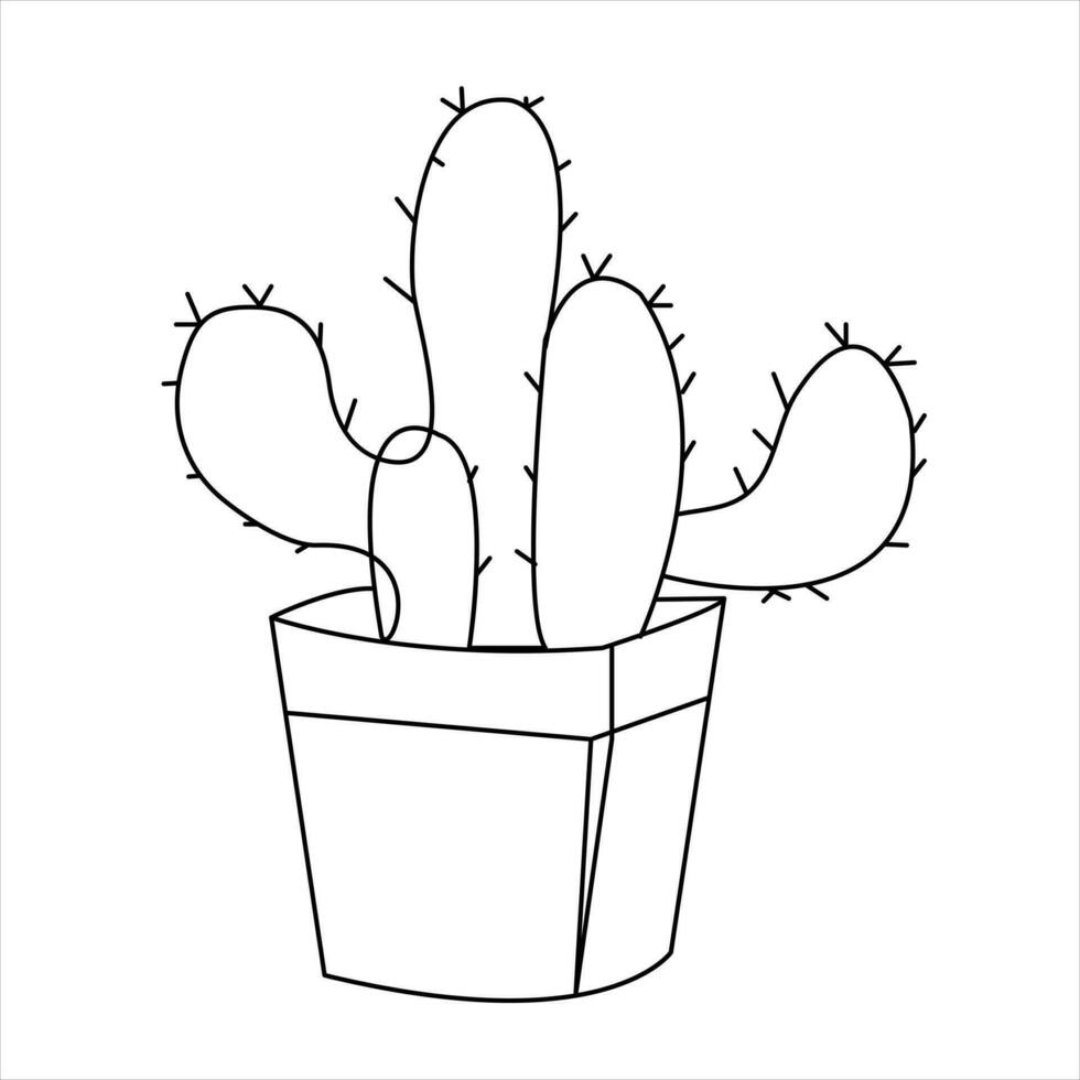 continuo soltero línea Arte dibujo de cactus y minimalista contorno vector Arte dibujo