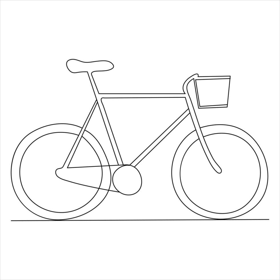 Single line continuous drawing of classic bicycle outline vector illustration