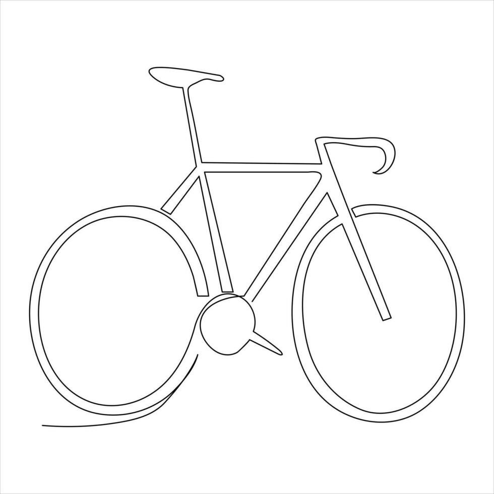 soltero línea continuo dibujo de clásico bicicleta contorno vector ilustración