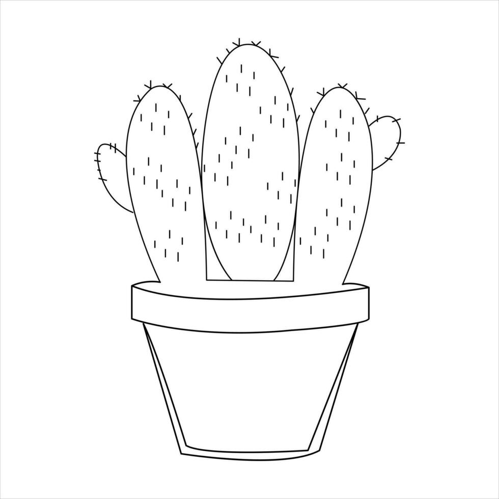 Continuous single line art drawing of cactus and minimalist outline vector art drawing