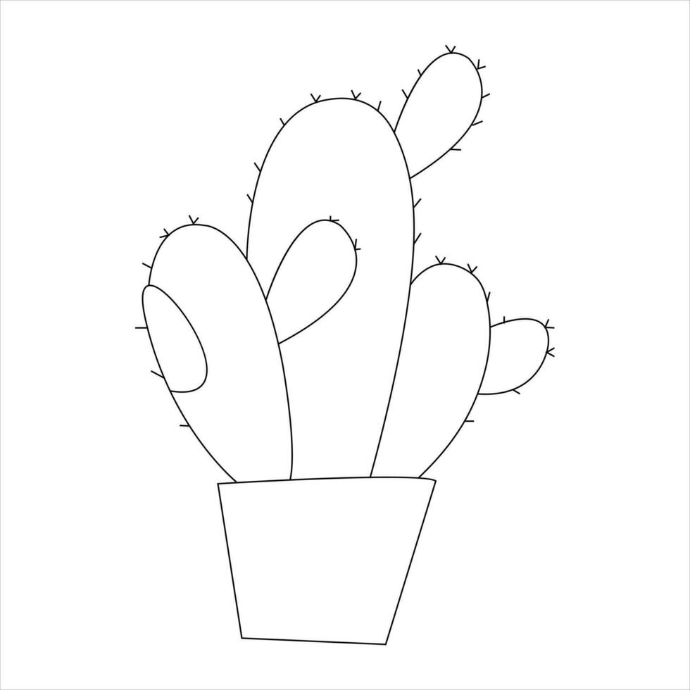 Continuous single line art drawing of cactus and minimalist outline vector art drawing