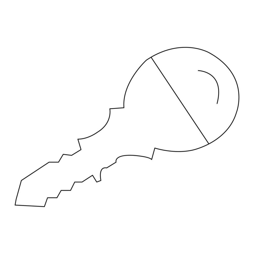 Continuous single line art drawing of lock key outline vector illustration