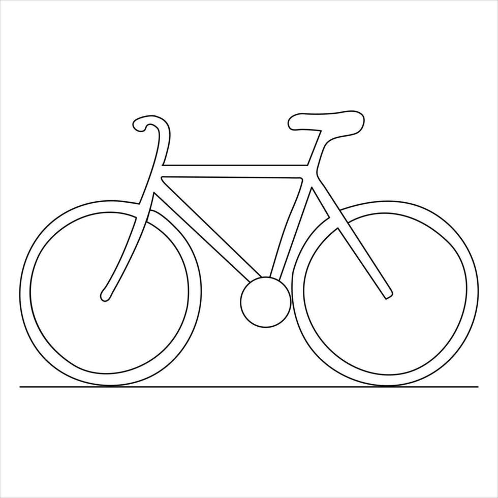 Single line continuous drawing of classic bicycle outline vector illustration