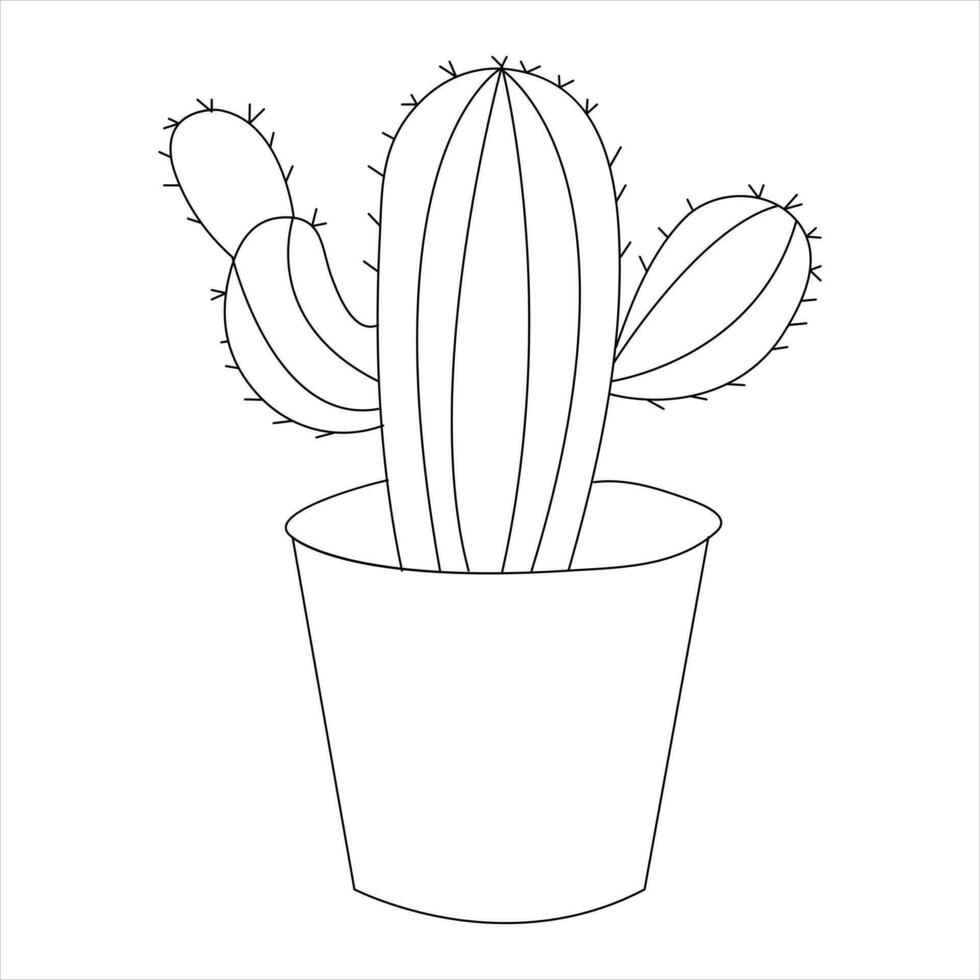 Continuous single line art drawing of cactus and minimalist outline vector art drawing