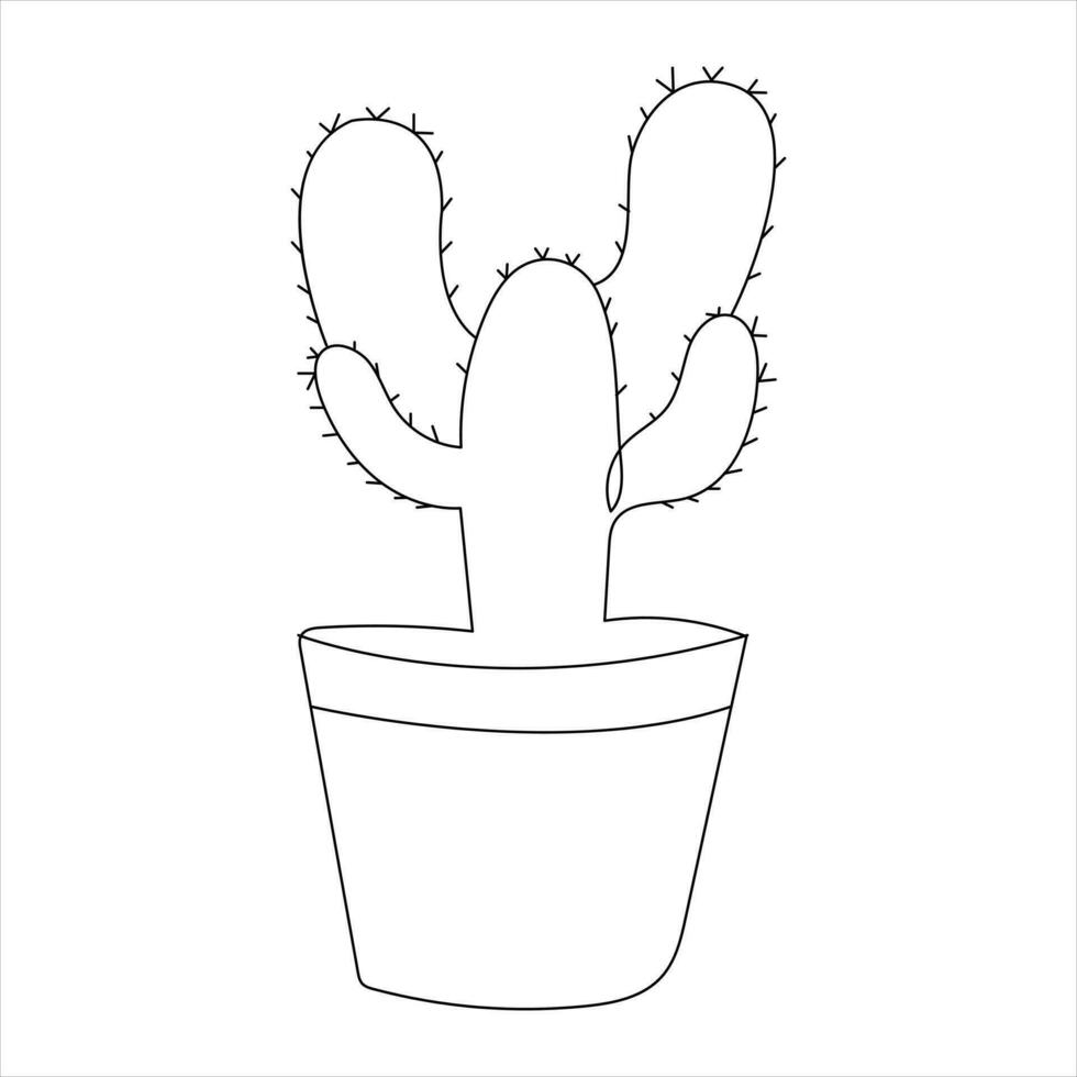 Continuous single line art drawing of cactus and minimalist outline vector art drawing