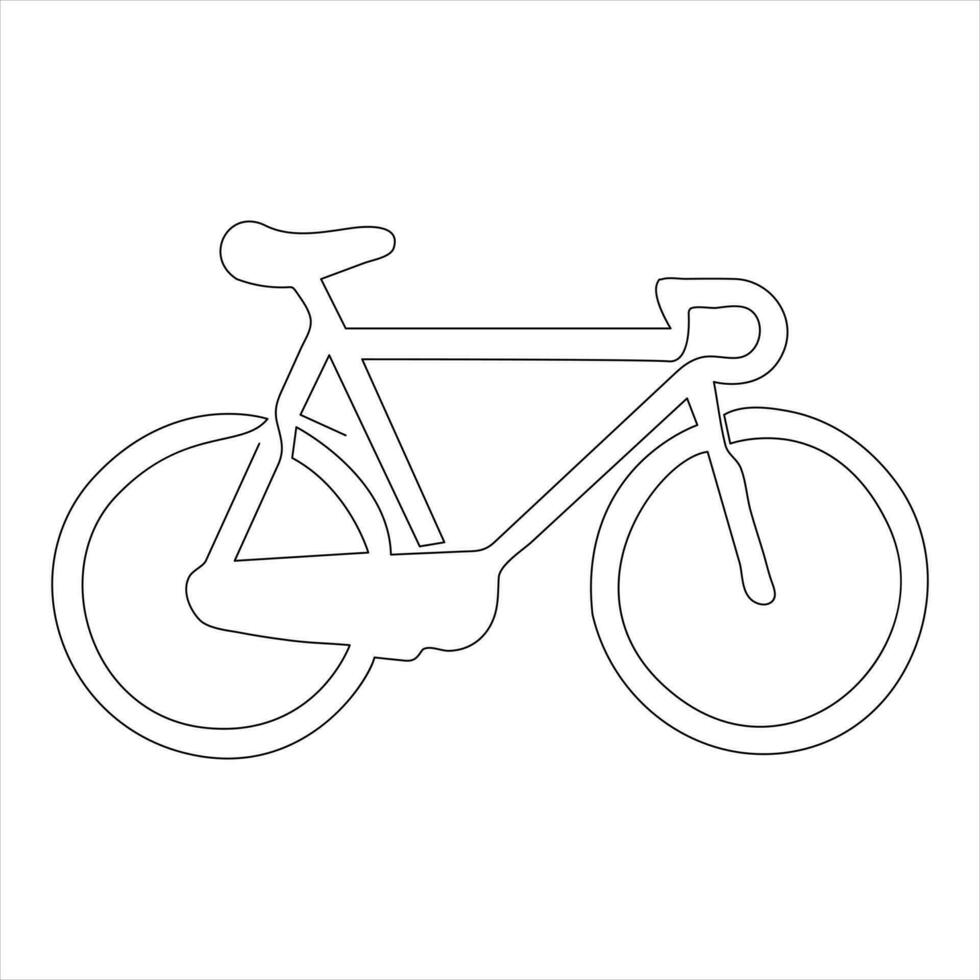 Single line continuous drawing of classic bicycle outline vector illustration