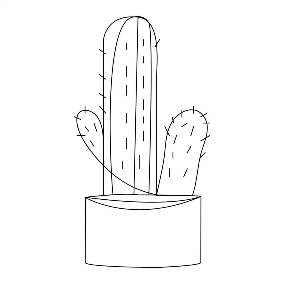 Continuous single line art drawing of cactus and minimalist outline vector art drawing