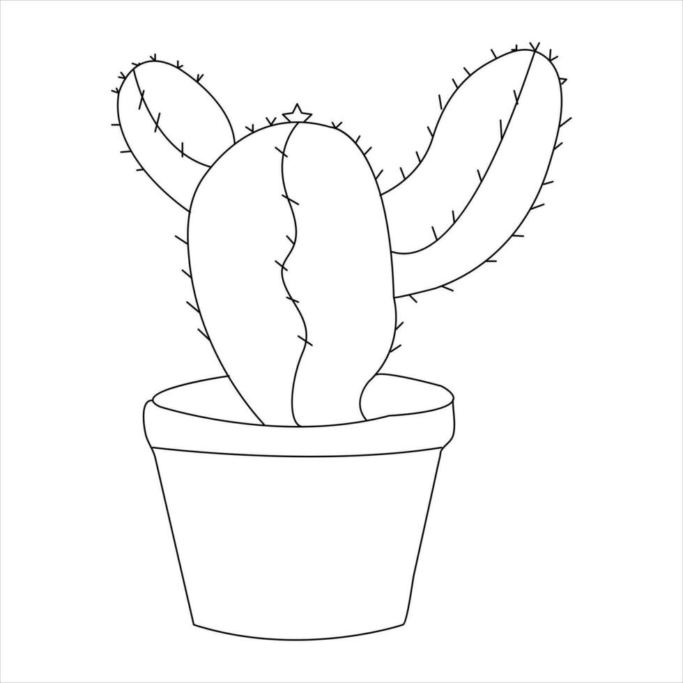 Continuous single line art drawing of cactus and minimalist outline vector art drawing