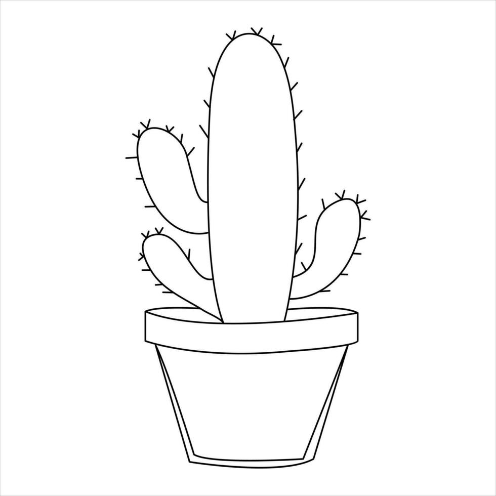 Continuous single line art drawing of cactus and minimalist outline vector art drawing