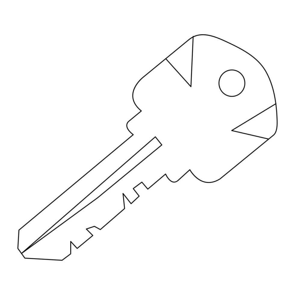 Continuous single line art drawing of lock key outline vector illustration
