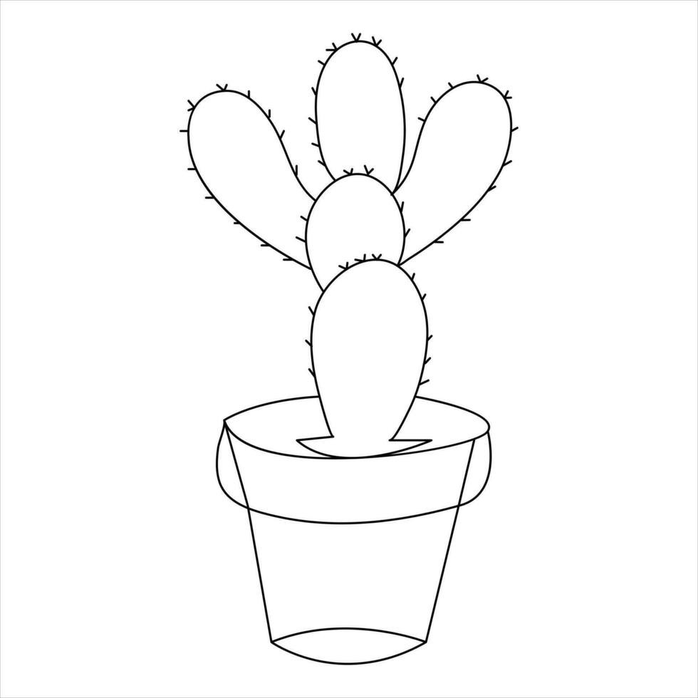 Continuous single line art drawing of cactus and minimalist outline vector art drawing