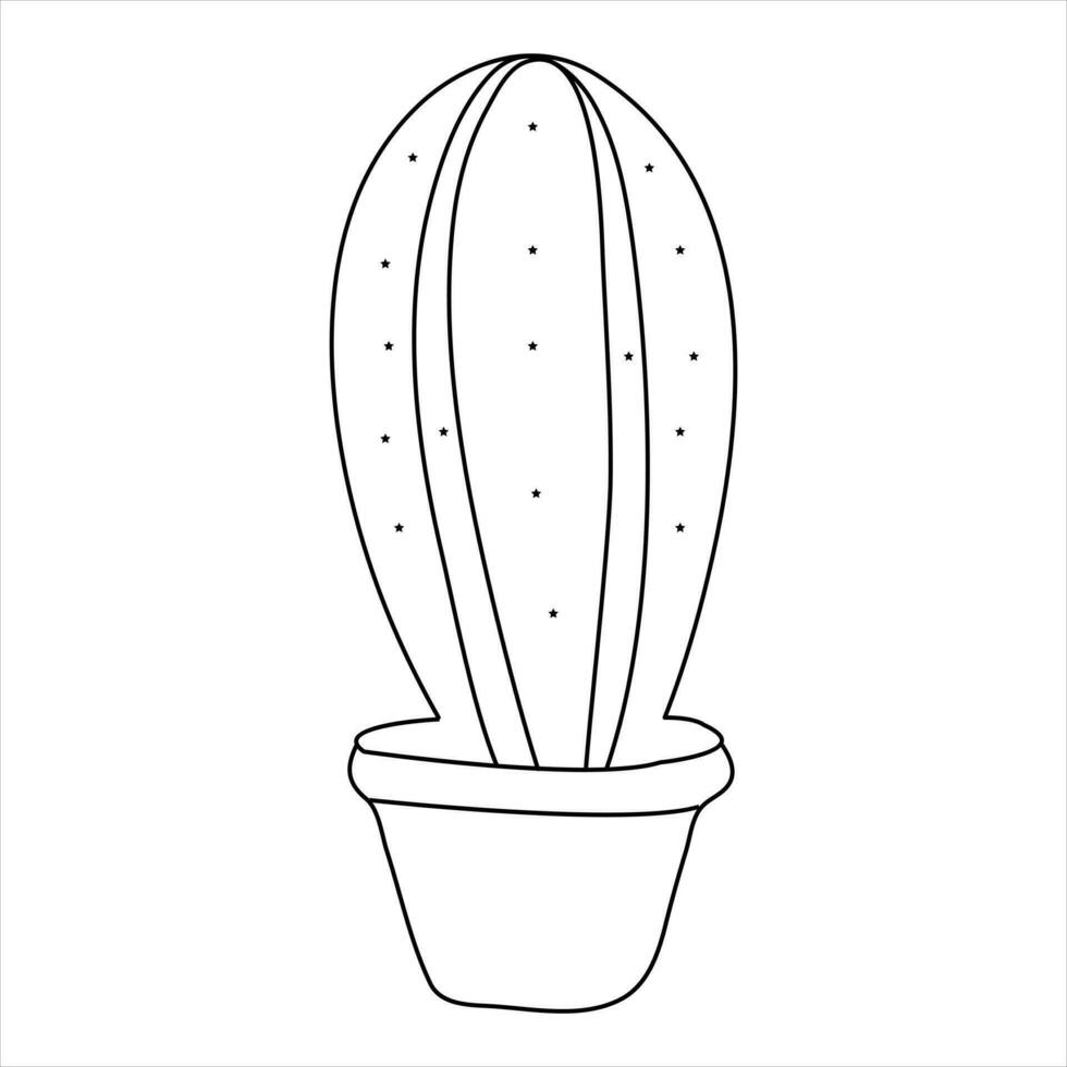 Continuous single line art drawing of cactus and minimalist outline vector art drawing