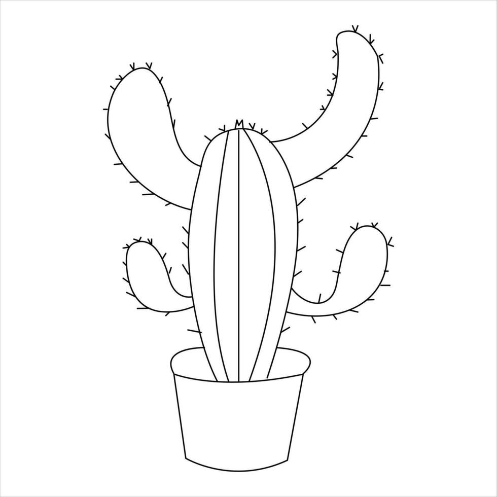Continuous single line art drawing of cactus and minimalist outline vector art drawing
