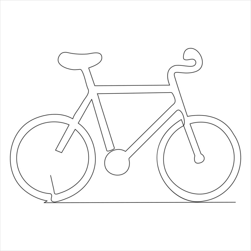Single line continuous drawing of classic bicycle outline vector illustration