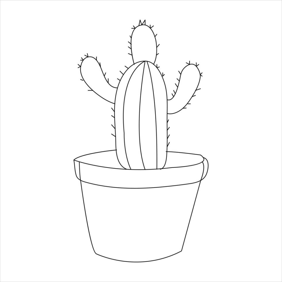 Continuous single line art drawing of cactus and minimalist outline vector art drawing