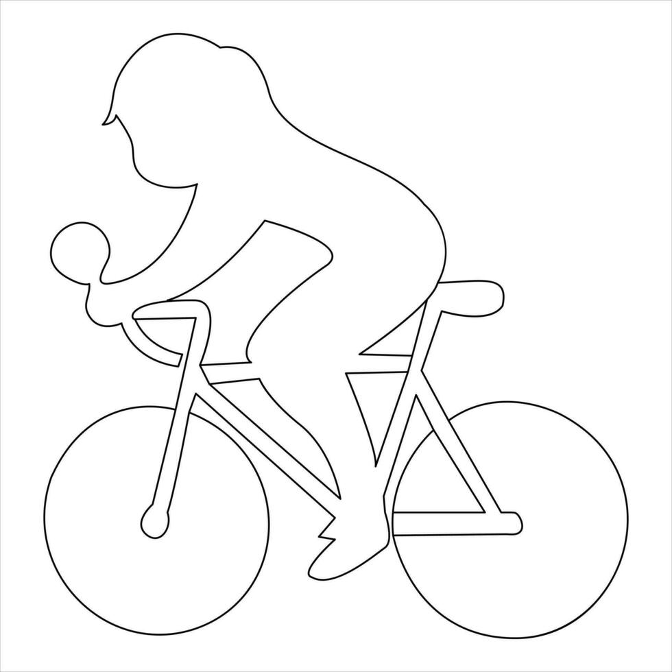 soltero línea continuo dibujo de clásico bicicleta y hombre- mujer clásico bicicleta vector ilustración