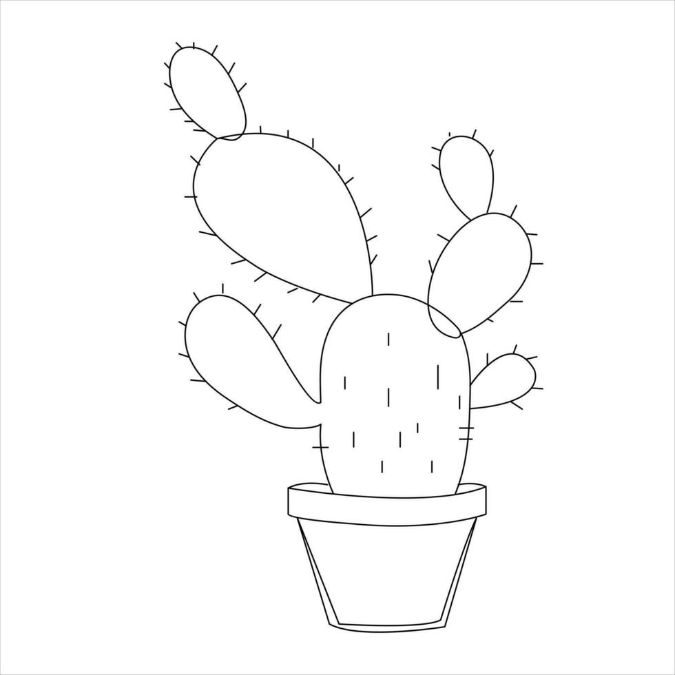 Continuous single line art drawing of cactus and minimalist outline vector art drawing