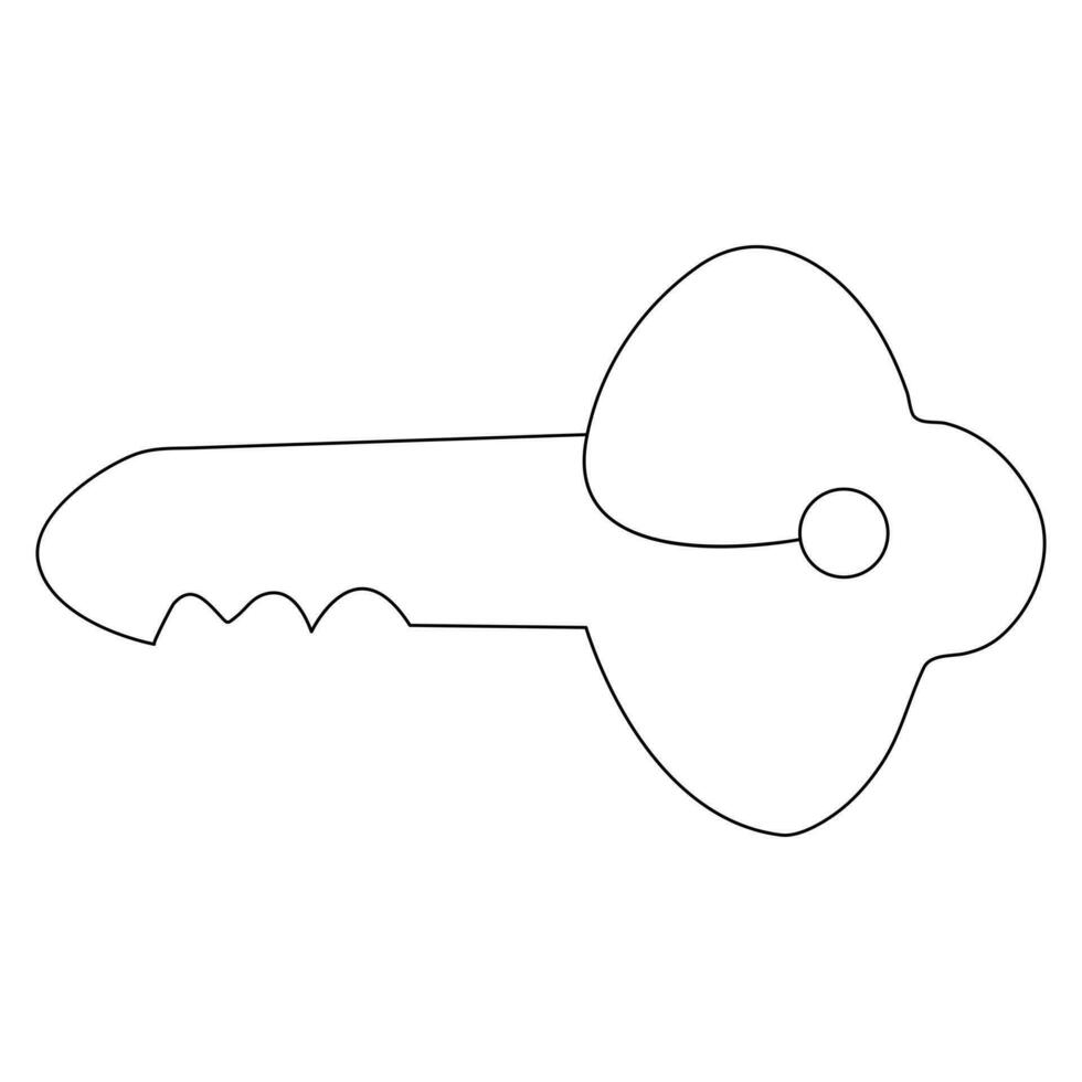 Continuous single line art drawing of lock key outline vector illustration