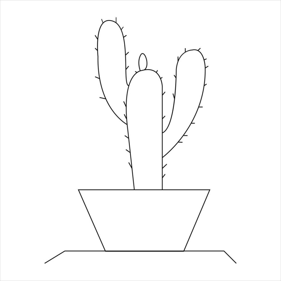 Continuous single line art drawing of cactus and minimalist outline vector art drawing