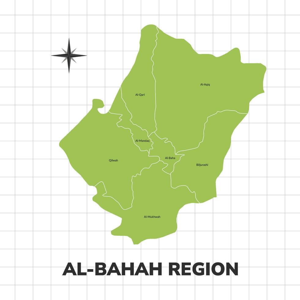 Al-Bahah Region map illustration. Map of the region in Saudi Arabia vector
