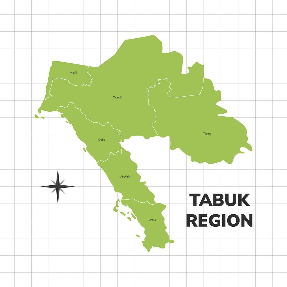 Tabuk Region map illustration. Map of the region in Saudi Arabia vector