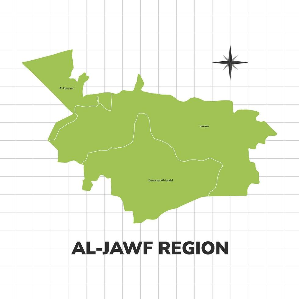 Al-Jawf Region map illustration. Map of the region in Saudi Arabia vector