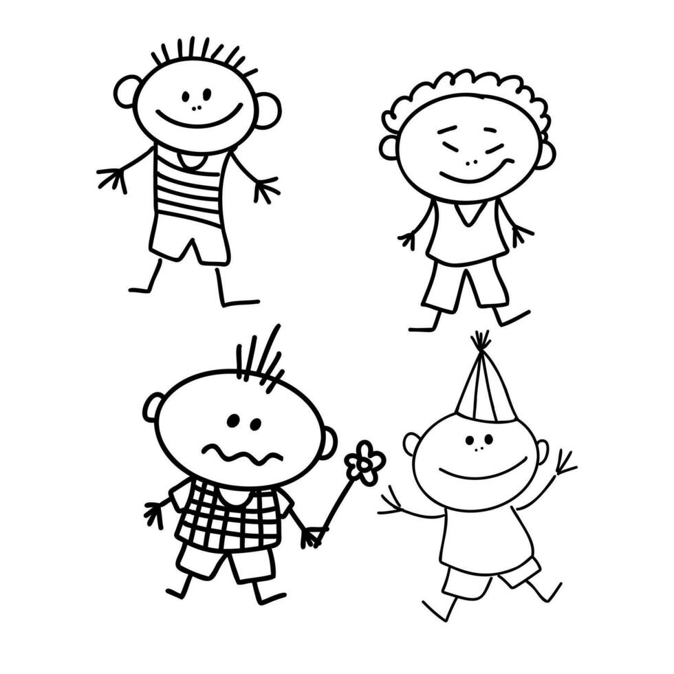 dibujos animados niños vector bosquejo