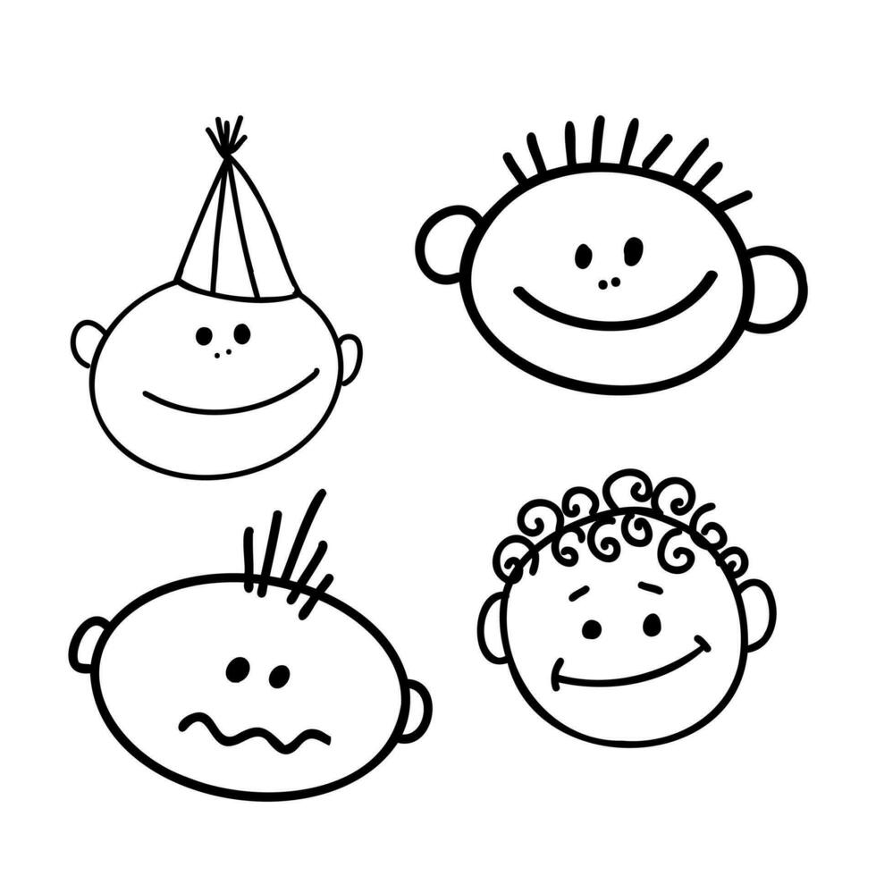 dibujos animados niños vector bosquejo