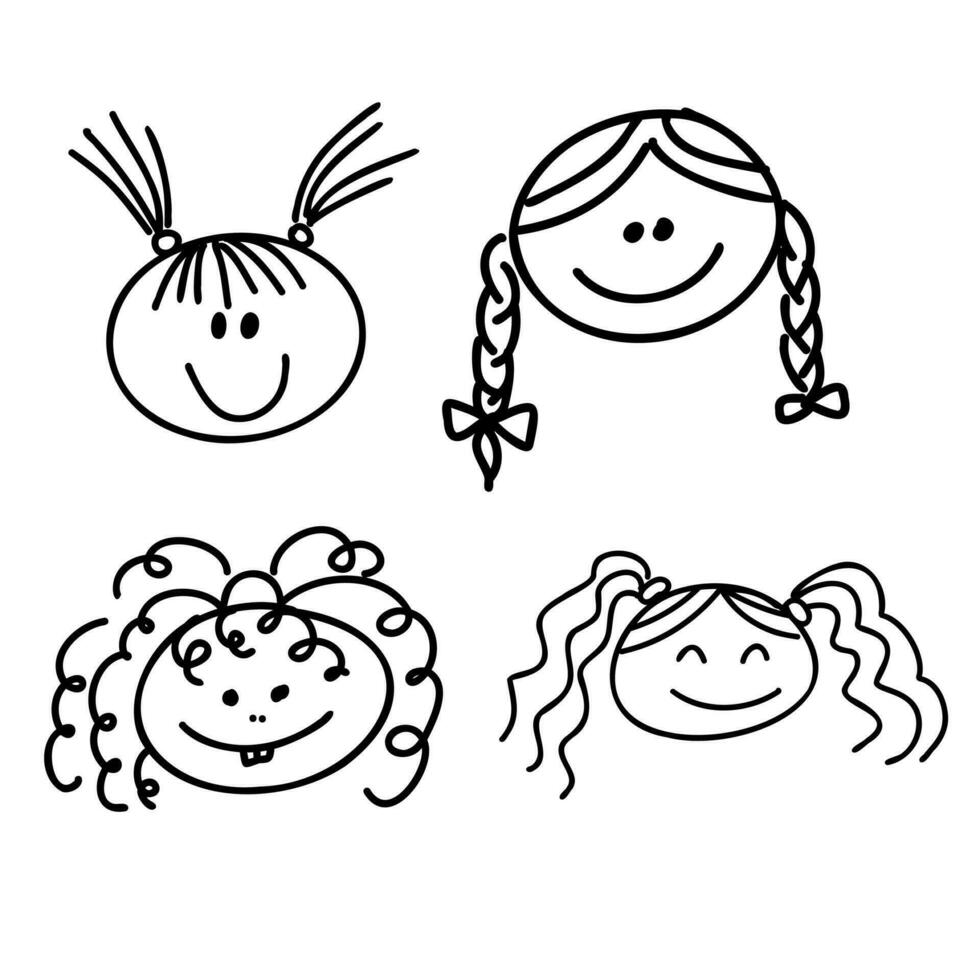 dibujos animados niños vector bosquejo