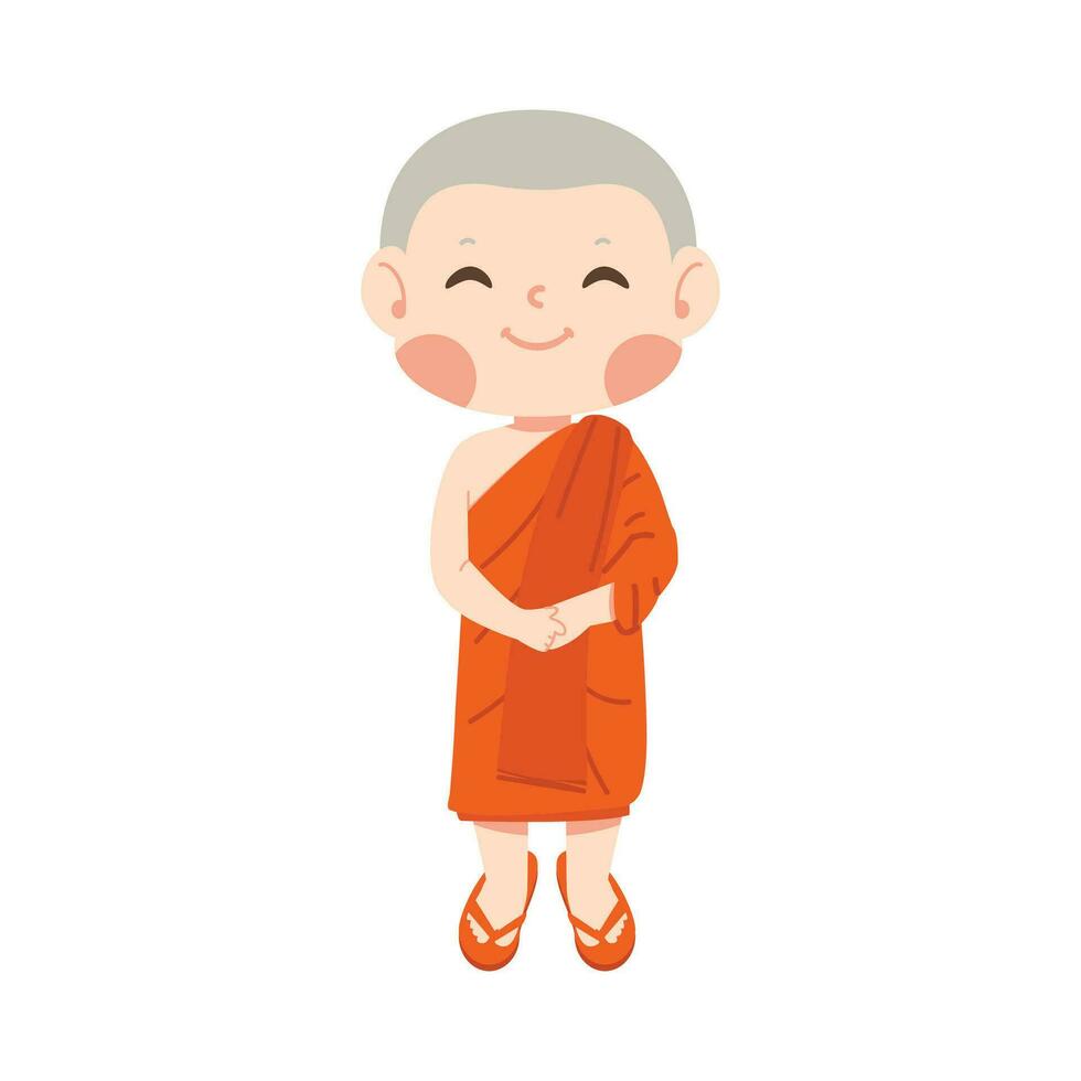 Man buddhist monk cartoon characters vector