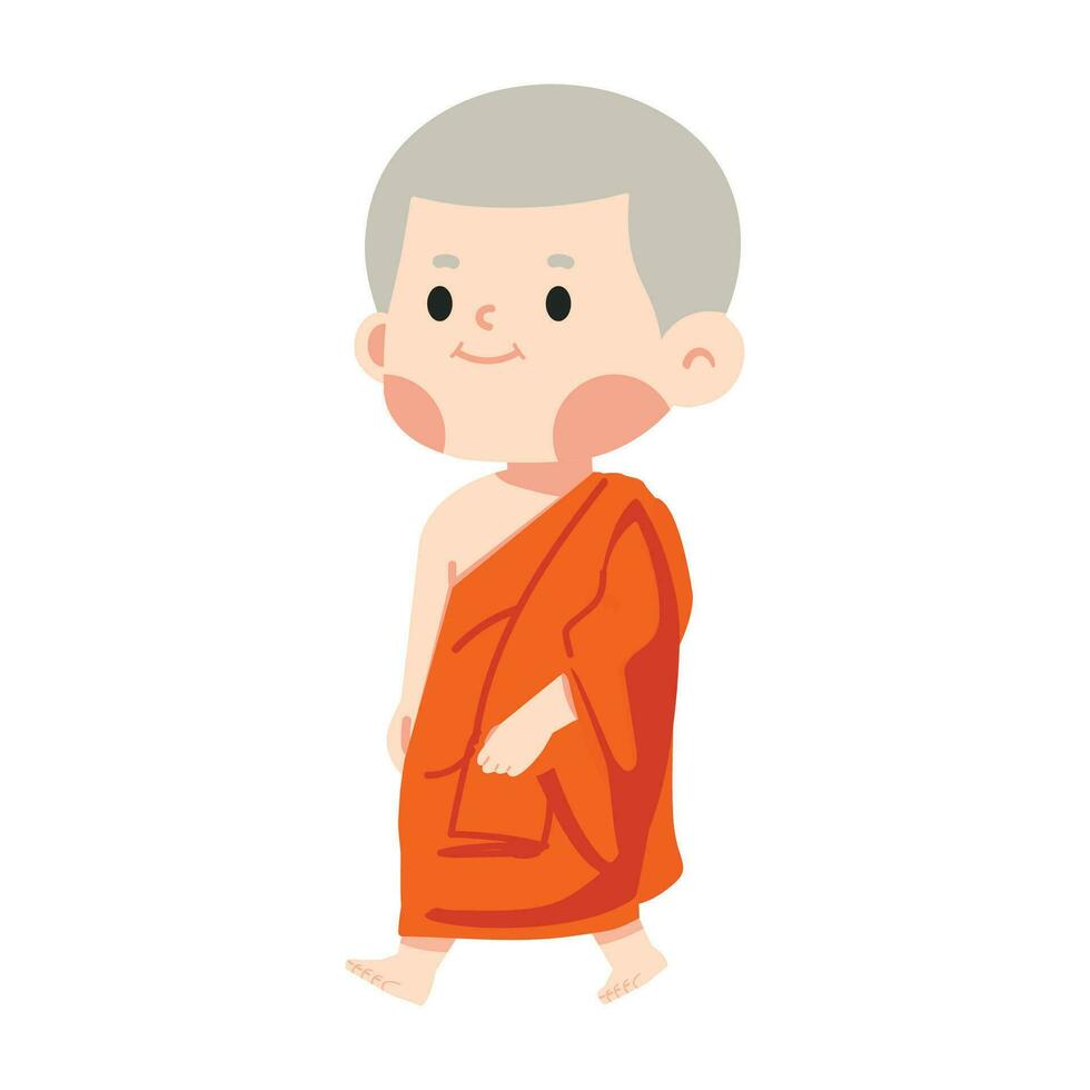 Man Thai buddhist monk walking vector