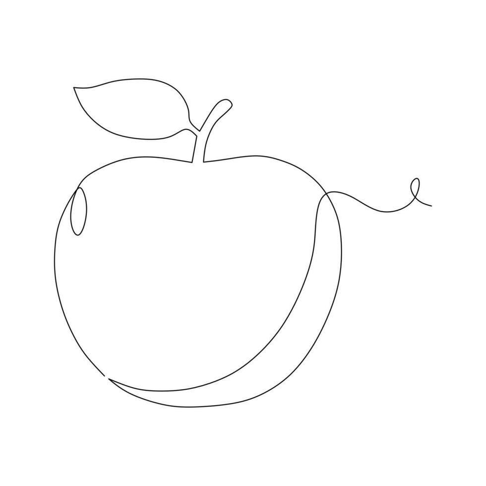 dibujo de una sola línea de manzana orgánica sana entera para la identidad del logotipo de huerto. concepto de fruitage dulce fresco para el icono de jardín de frutas. Ilustración de vector de diseño de dibujo gráfico de línea continua moderna