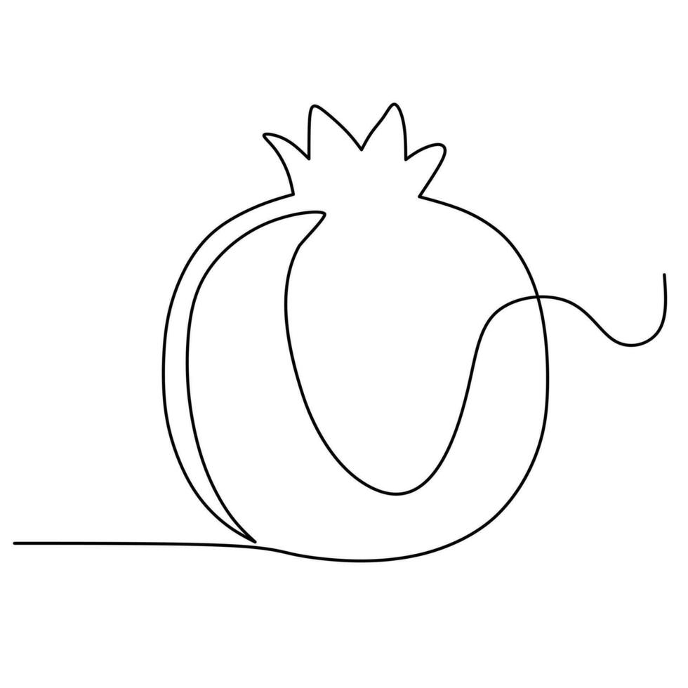 un dibujo de una sola línea de granada orgánica sana entera para la identidad del logotipo de la huerta. concepto de semillas de fruitage fresco para el icono de jardín de frutas. Ilustración gráfica de vector de diseño de dibujo de línea continua moderna