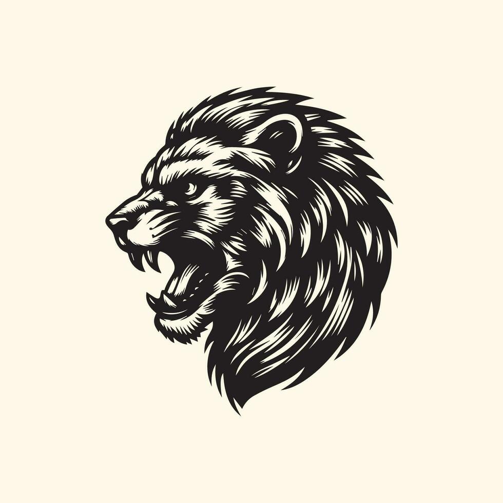 Lion head vector illustration isolated on white background for t-shirt, tattoo or emblem