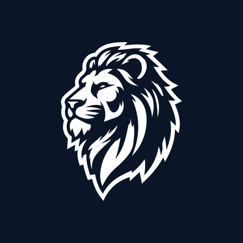 Lion head logo template vector icon illustration design isolated on dark background