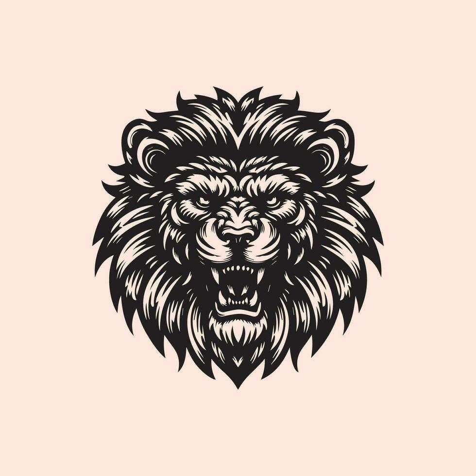 Lion head vector illustration for tattoo or t-shirt design.