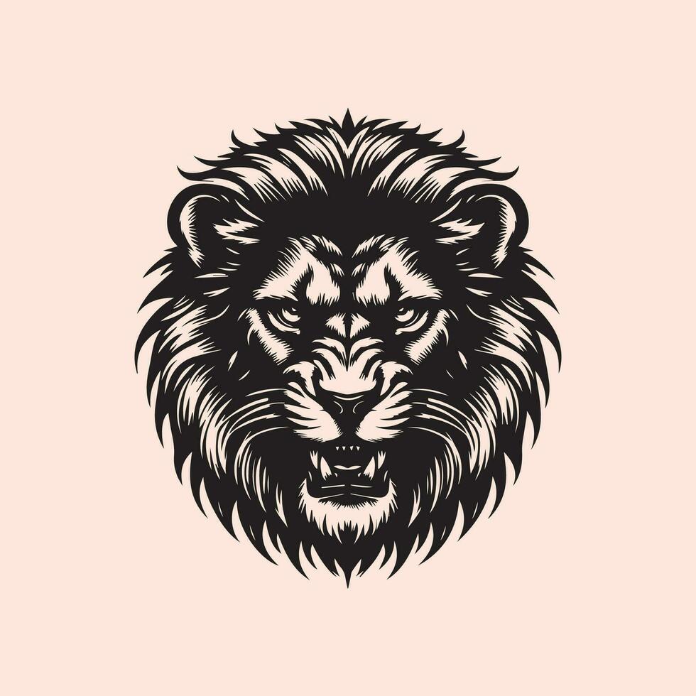 león cabeza vector ilustración. salvaje animal aislado en rosado antecedentes.