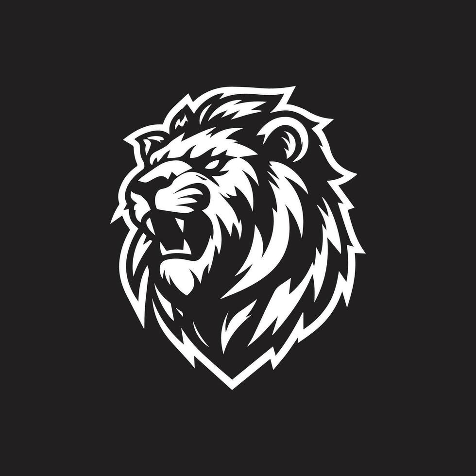 Lion head logo template vector icon illustration design isolated on black background