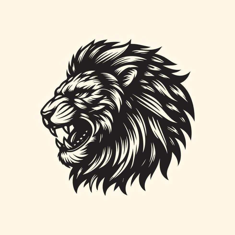 Lion head vector illustration on white background for tattoo or t-shirt design