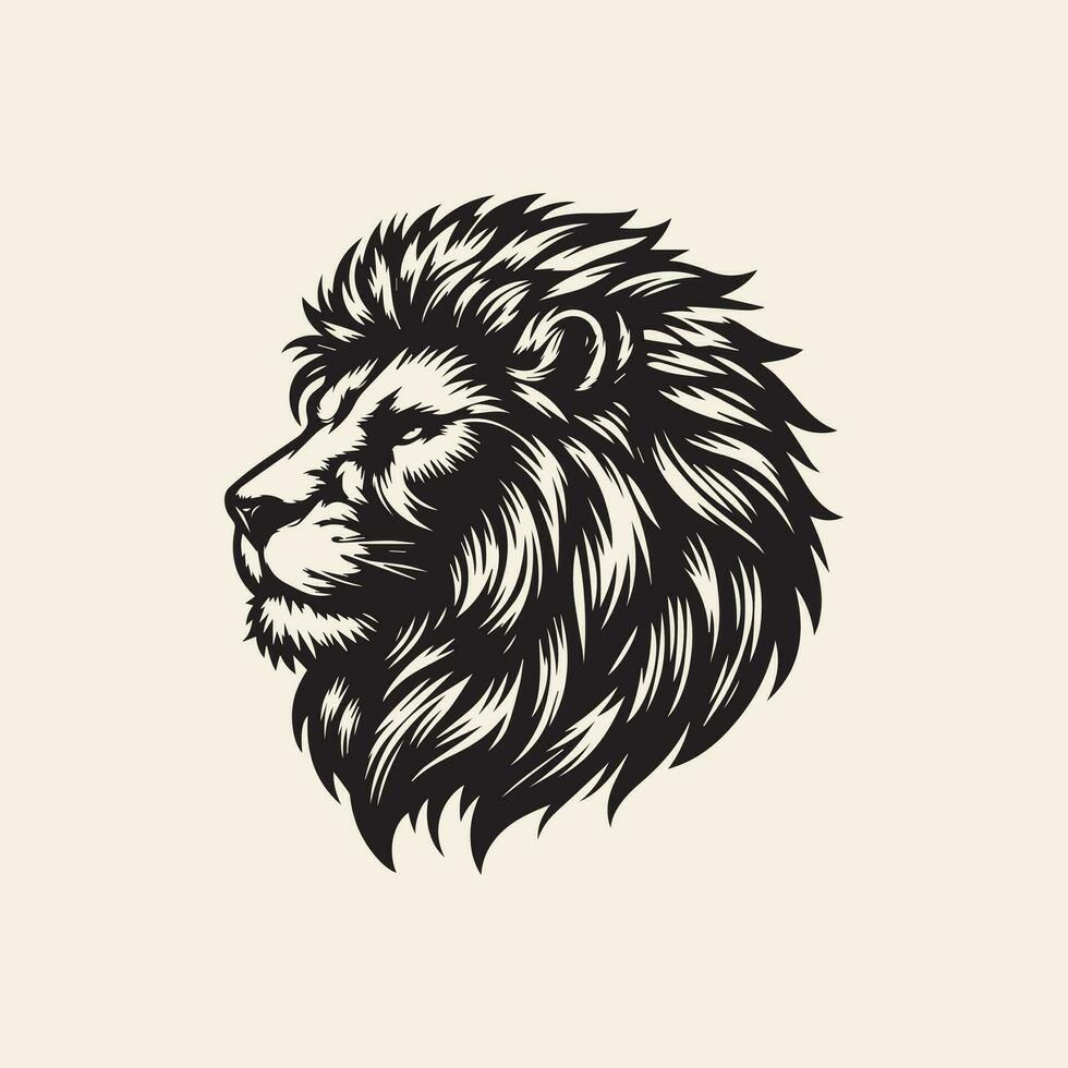 Lion head vector illustration on simple  background. Wild animal mascot.