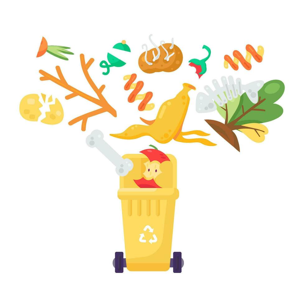 Organic Waste Recycling Cartoon Solid Container vector