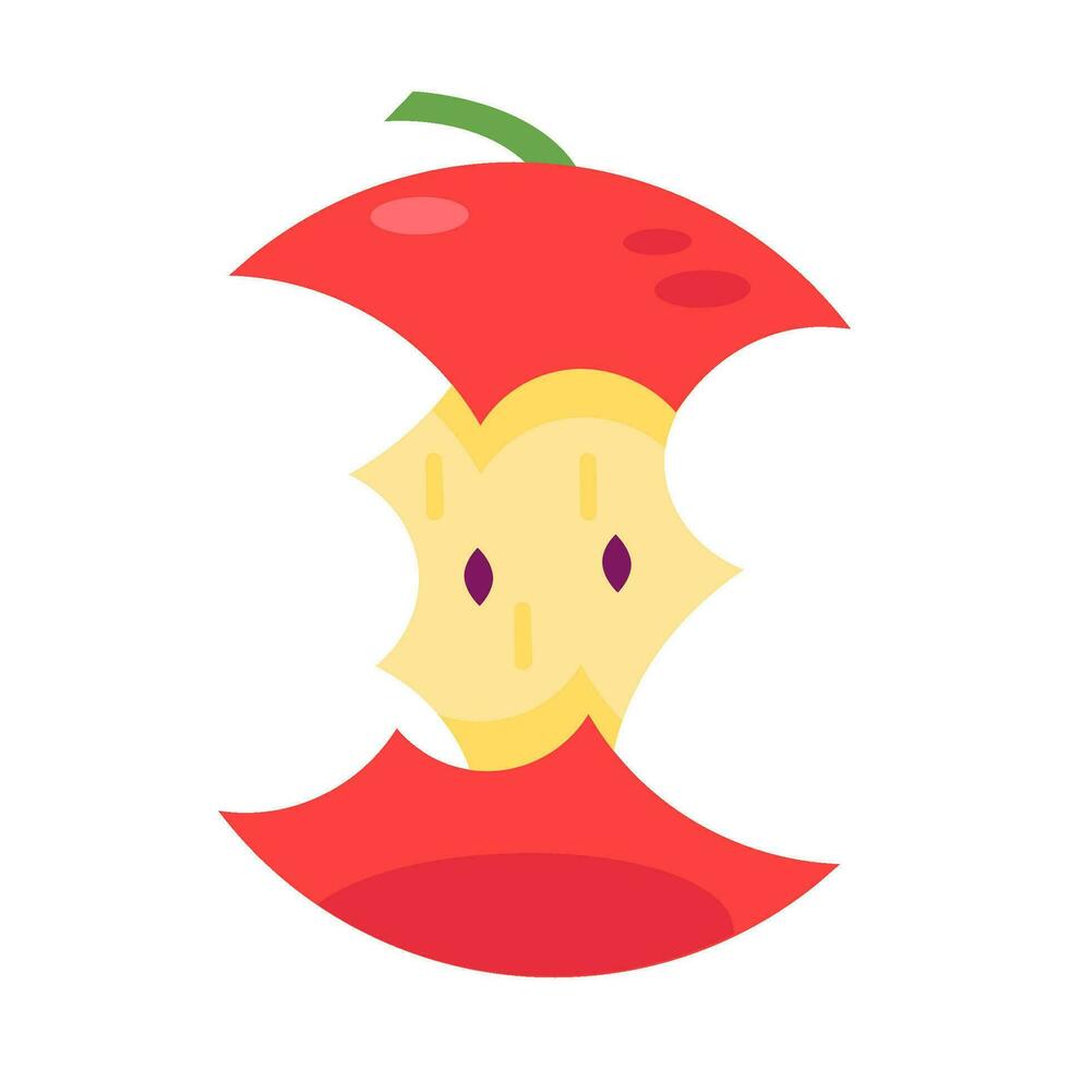 Flat Ripe Apple Core Icon vector