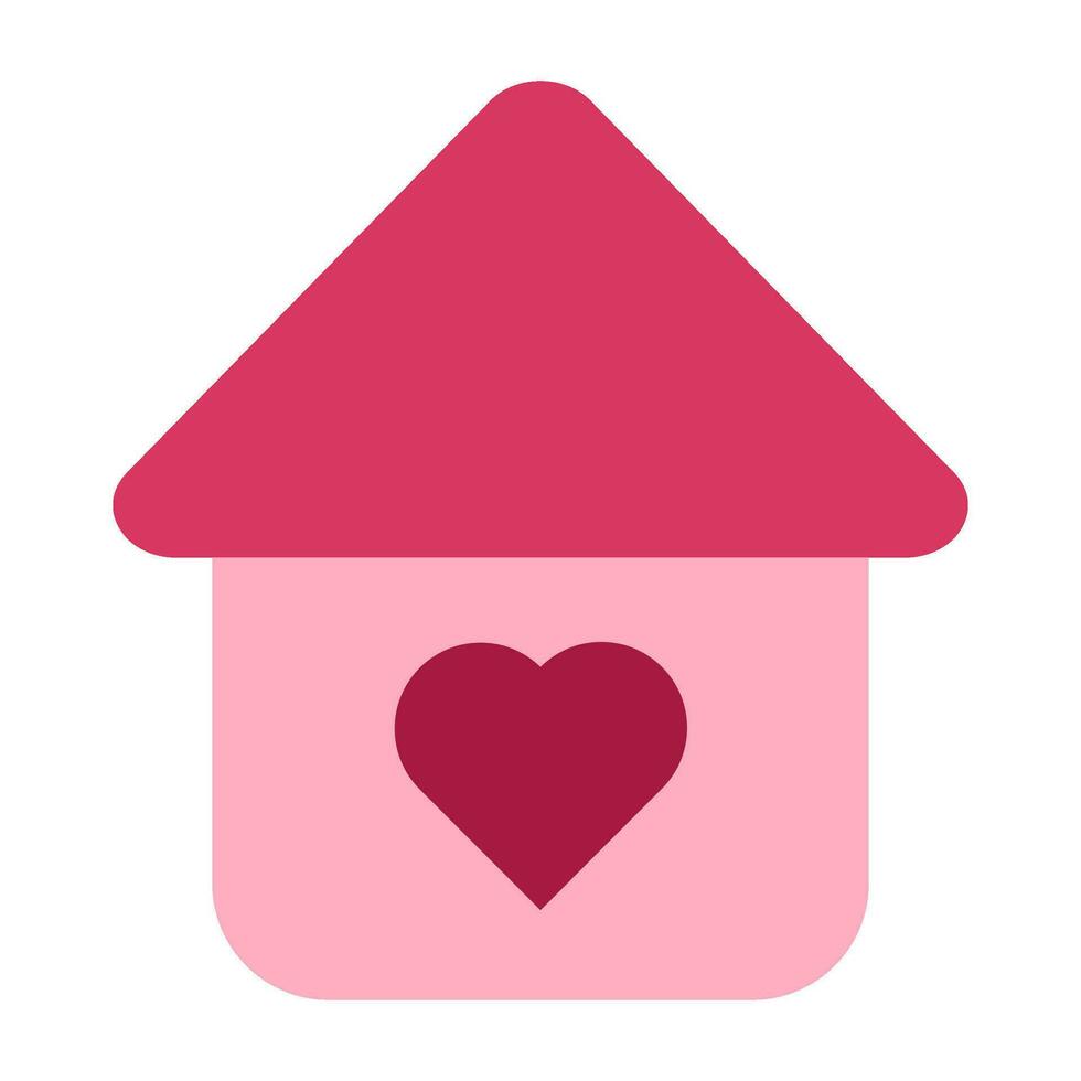 Family home building decorated heart icon vector