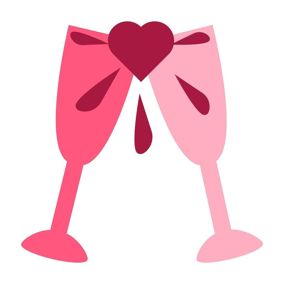 Champagne glasses clinking on dating icon vector