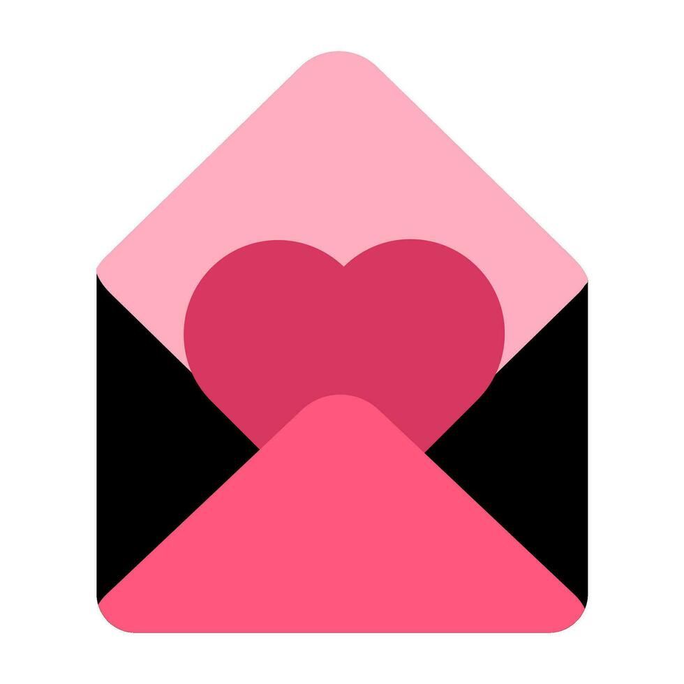 Opened Love Letter Envelope Valentine Pink Icon vector