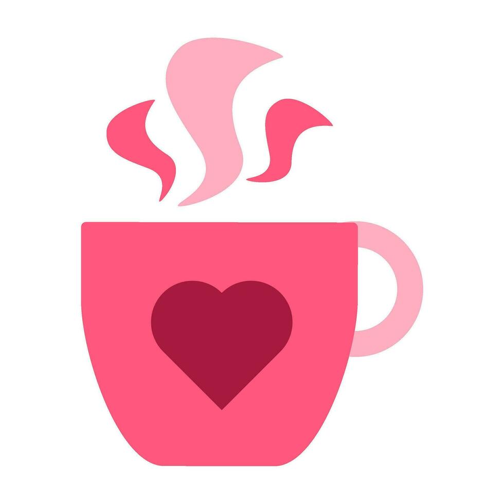 Love Hot Drink Valentine Pink Icon vector