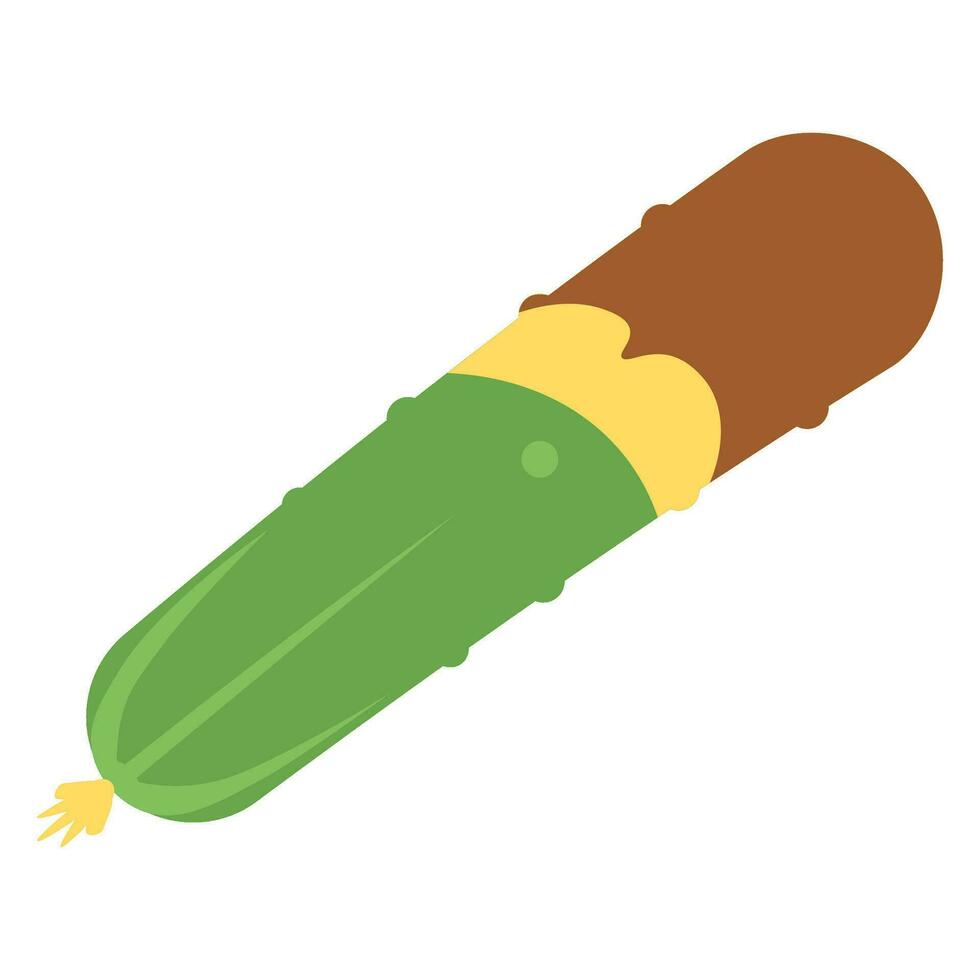 Flat Whole Rotten Cucumber Icon vector