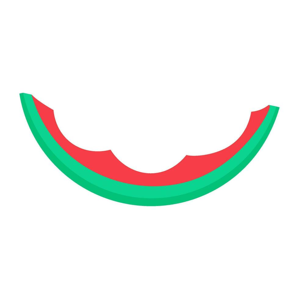 Flat Peel Of Eaten Watermelon Slice Icon vector