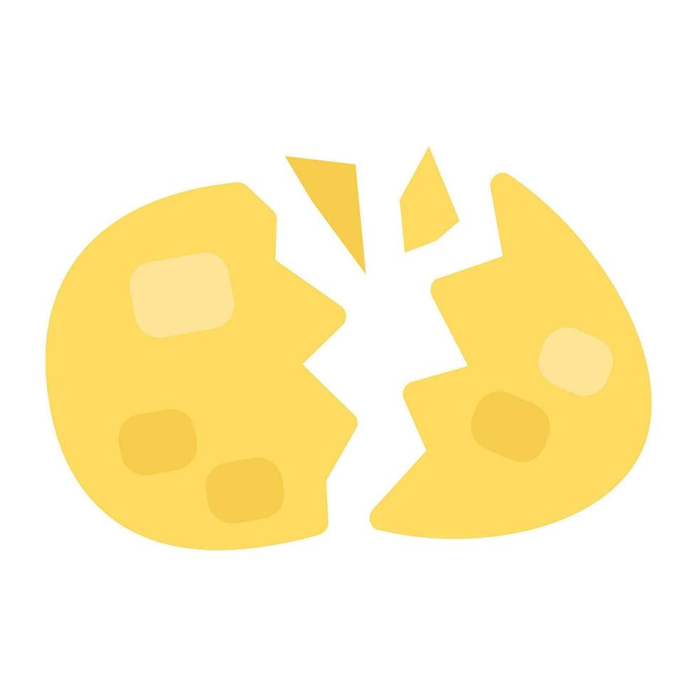 Flat Broken Chicken Egg Shell Icon vector