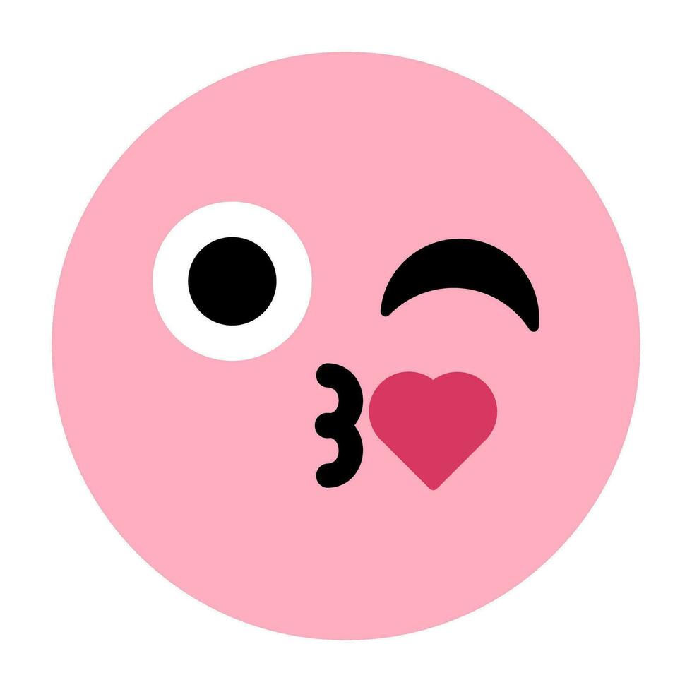 Beso con corazón expresión linda emoji icono vector